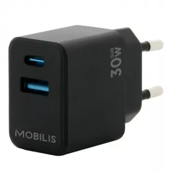 Cargador móvil MOBILIS 001362 universal negro AC coche