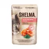 Comida húmeda para gatos SHELMA sobre 4×85 g — alimento completo para gatos adultos con salmón, bacalao, ternera y pollo