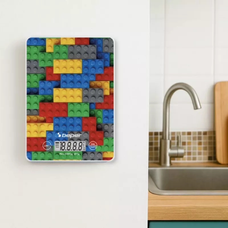 Báscula de cocina Beper P102BIL005 – digital, 5 kg, 1 g, piedras de colores