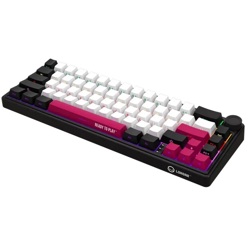 LORGAR KBP70MW, teclado gaming mecánico inalámbrico 65% Pro, negro/rojo, distribución EN