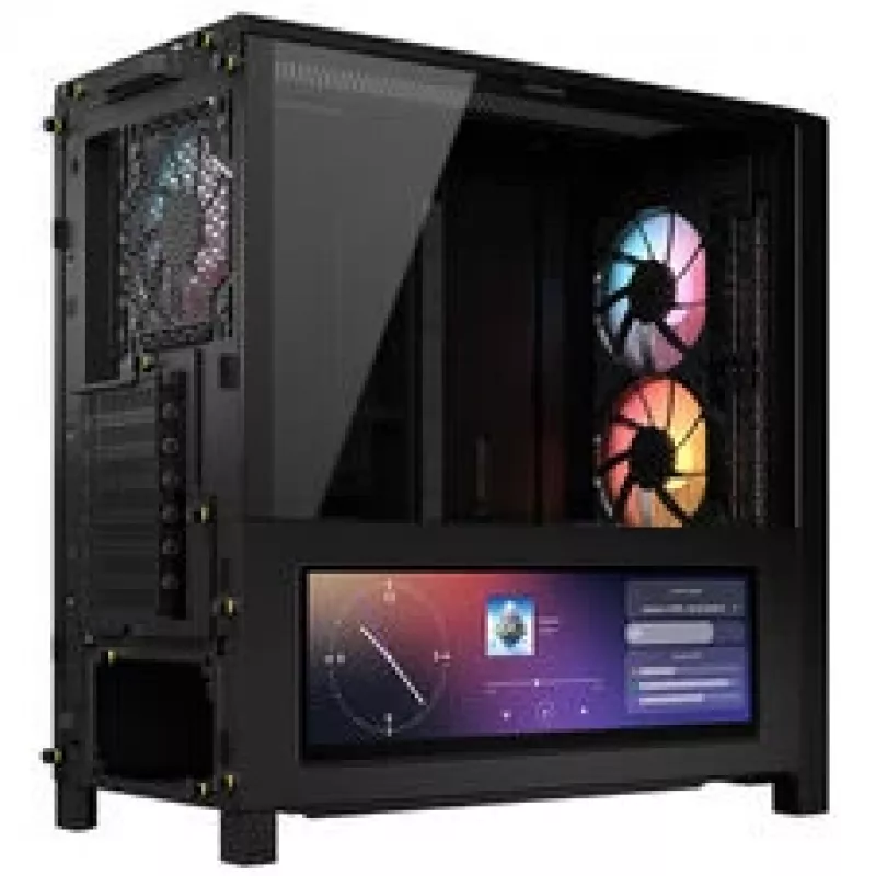 Carcasa PC Corsair FRAME 4000D LCD RS, semitorre, ATX, ARGB, cristal templado - negro