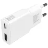 Cargador de dispositivo móvil de interior AC 4smarts 541509 — 100–240V, USB-A + USB-C, cable de 1,5 m, carga rápida, blanco