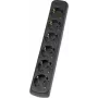AS Schwabe 11712 Regleta de enchufes sin interruptor, negra, sin clavija