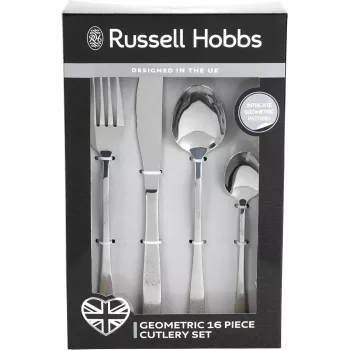 Cubertería Russell Hobbs RH01519EU7 16 piezas diseño geométrico, acero inoxidable