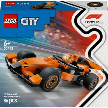 LEGO City F1 Racer McLaren Racing Car 60442 — Set de construcción, 86 piezas, 1 minifigura, a partir de 6 años
