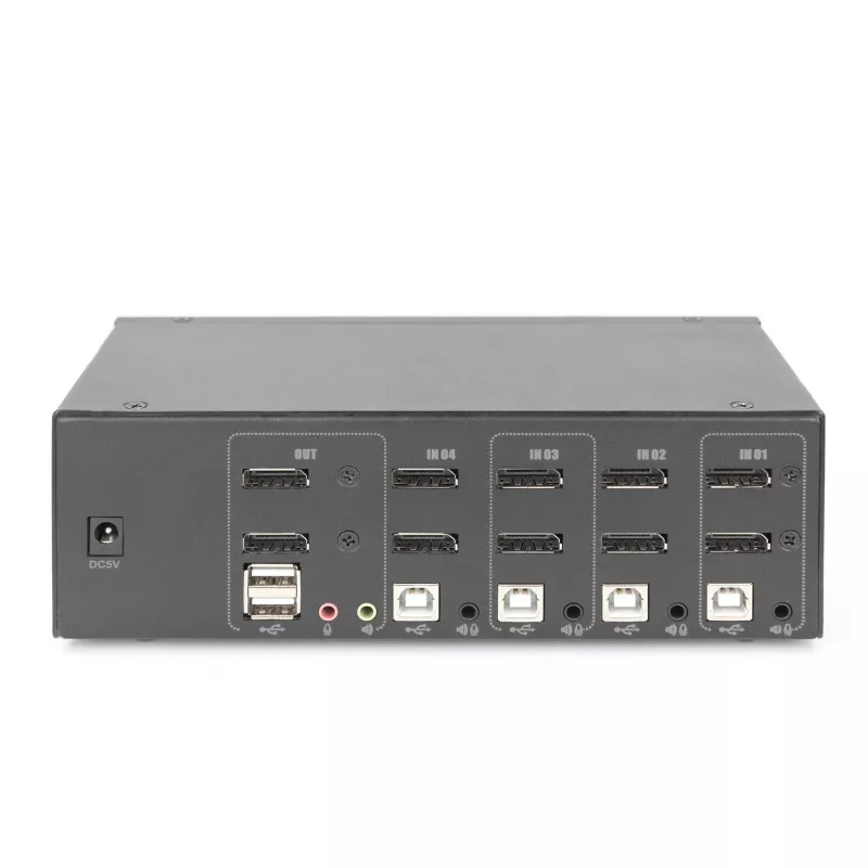 Switch KVM DIGITUS, 4 puertos, doble pantalla, 4K, DisplayPort®