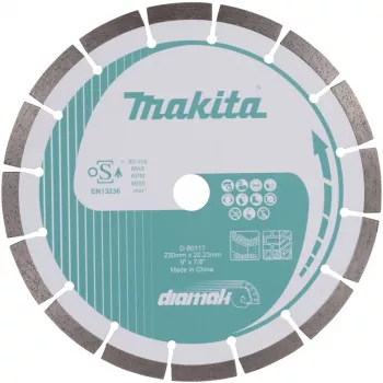 Disco de corte de diamante Makita D-80117 para cortar, 230x22,23 mm