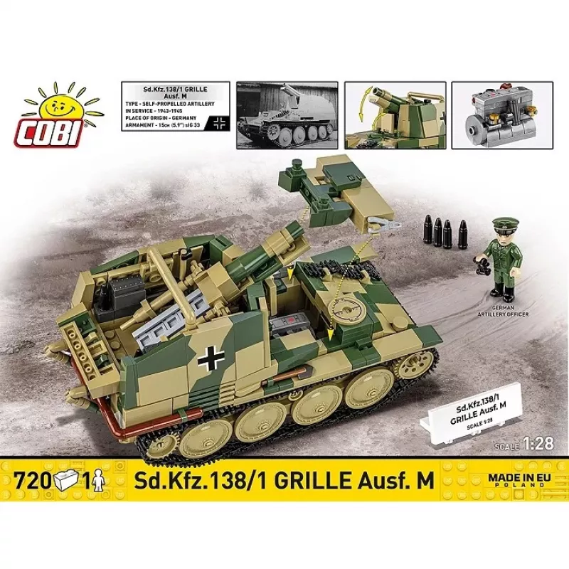 Set de construcción Cobi SD.KFZ.138/1 Grille, 720 piezas, modelo de exposición