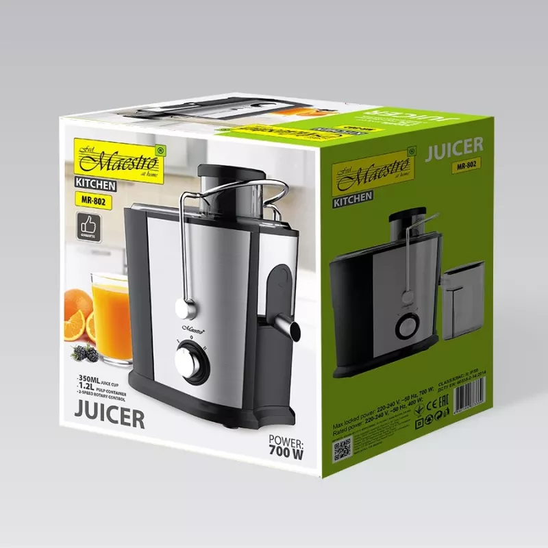 Maestro MR-802 licuadora de frutas, 700 W, negro/plateado