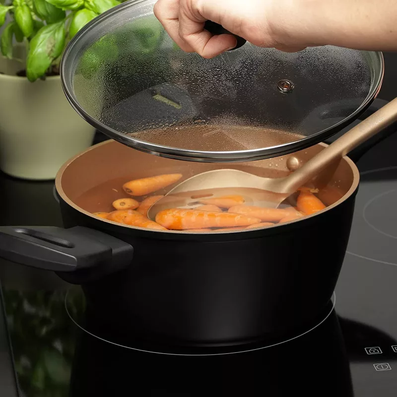 Olla Russell Hobbs RH01669BEU7 20 cm, negra, interior de acero inoxidable