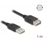Cable USB A a USB A DELOCK 81512 — USB 2.0, 1 m, negro, contactos dorados