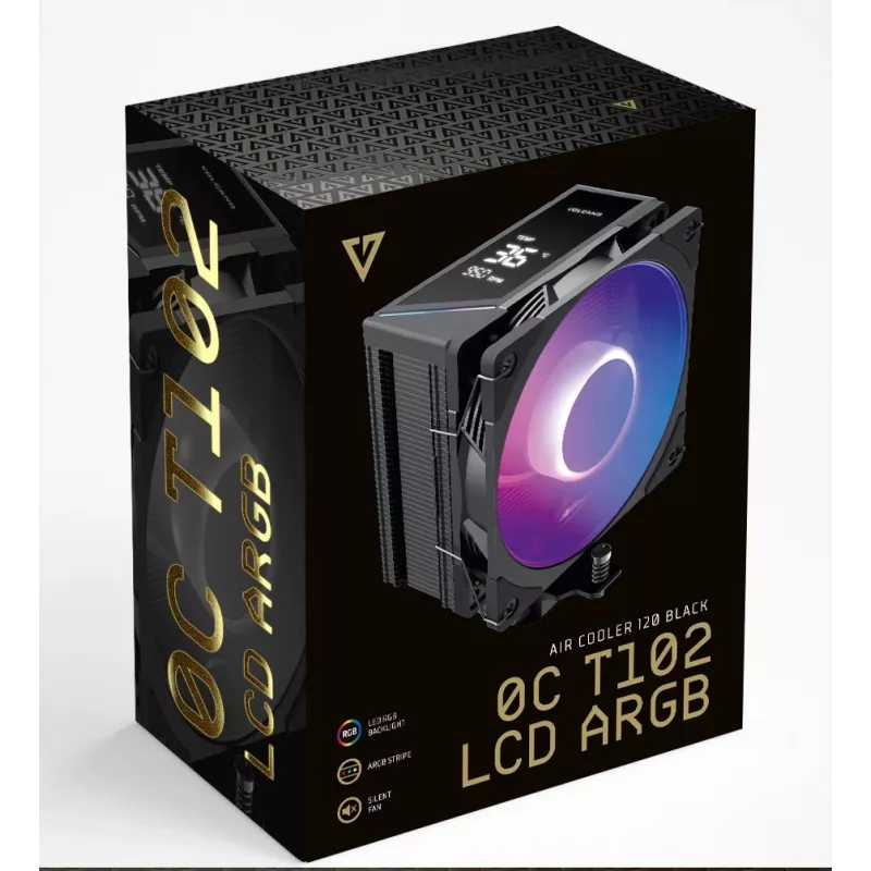 MODECOM Volcano 0C T102 LCD ARGB disipador de CPU por aire 12 cm negro