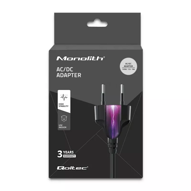 Fuente de alimentación de sobremesa Qoltec 120W | 12V | 10A | 5,5*2,5 | + cable de alimentación
