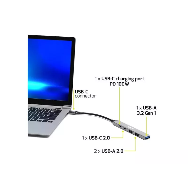Hub USB Port Designs 900163 Type-C 5000 Mbit/s Plata