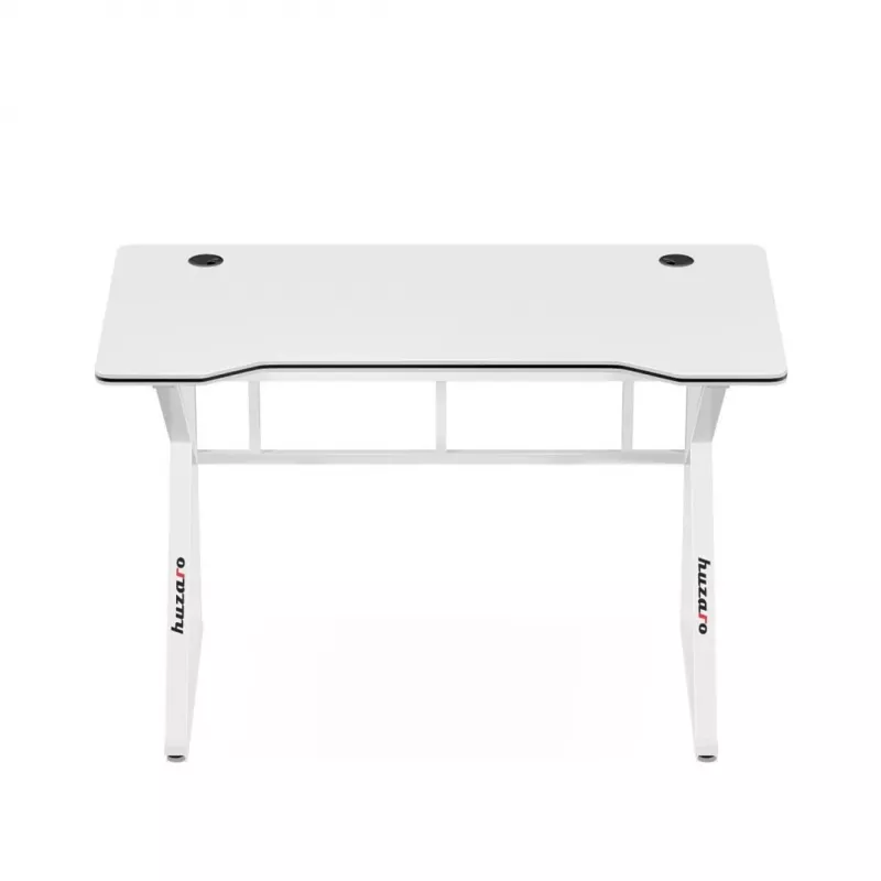 Mesa gaming Huzaro Hero 1.6 blanca — tablero recto MDF/carbono 1200×600 mm, estructura metálica, 750 mm de altura
