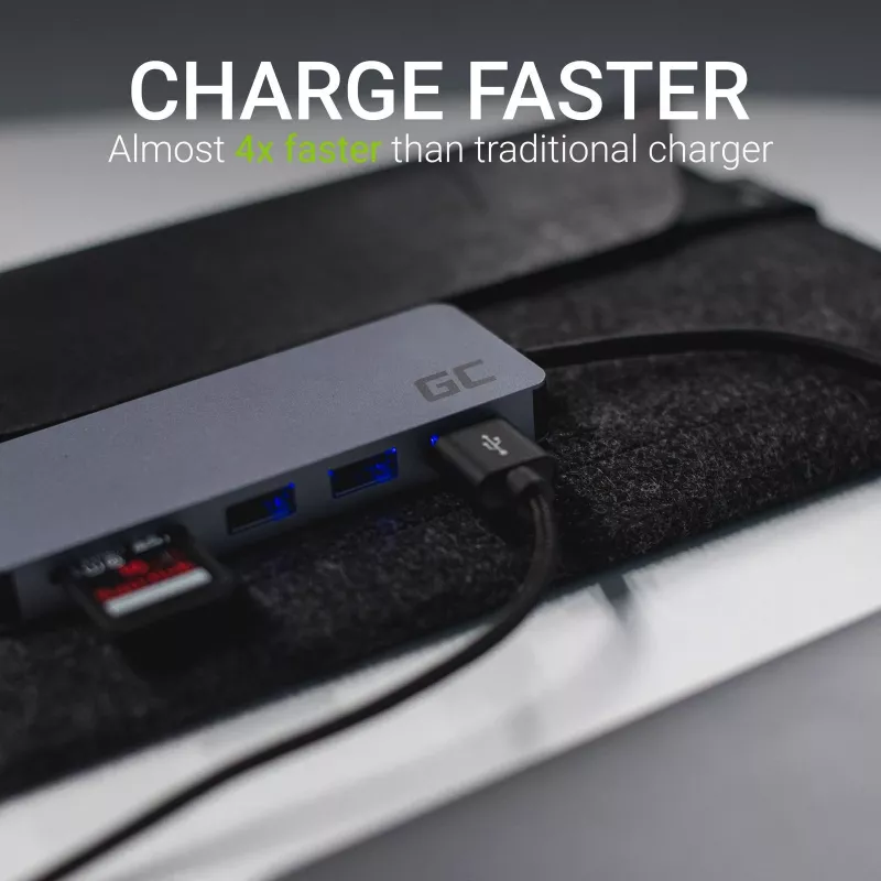 Green Cell AK50 - USB 3.2 Gen 1 (3.1 Gen 1) Type-C - USB 2.0 - USB 3.2 Gen 1 (3.1 Gen 1) Type-A - USB 3.2 Gen 1 (3.1 Gen 1) Type-C - MicroSD (TransFlash) - SD - Plata - Apple MacB