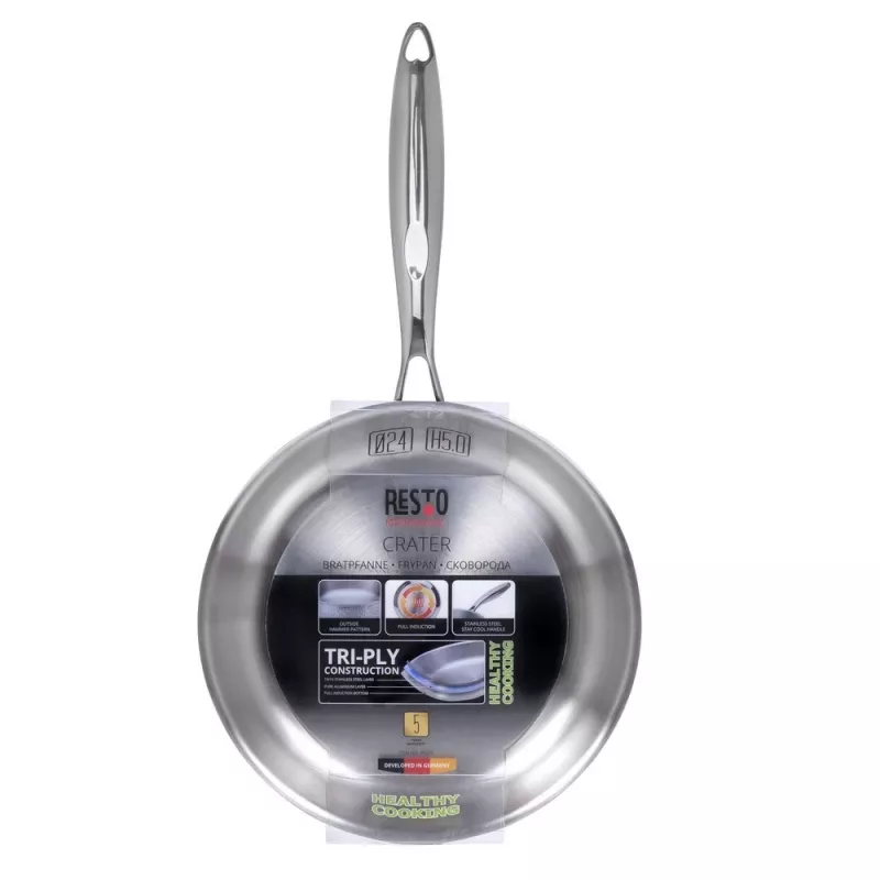 Sartén multiusos RESTO Crater redonda de acero inoxidable 24 cm