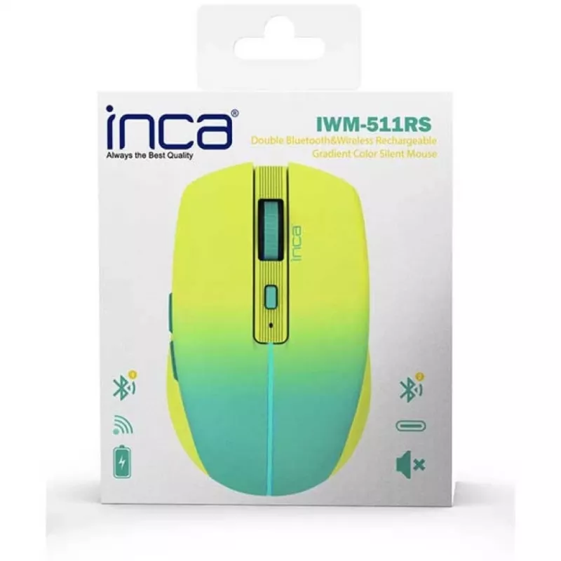 Cian Technology GmbH INCA ratón IWM-511RS Bluetooth+inalámbrico RGB color base amarillo