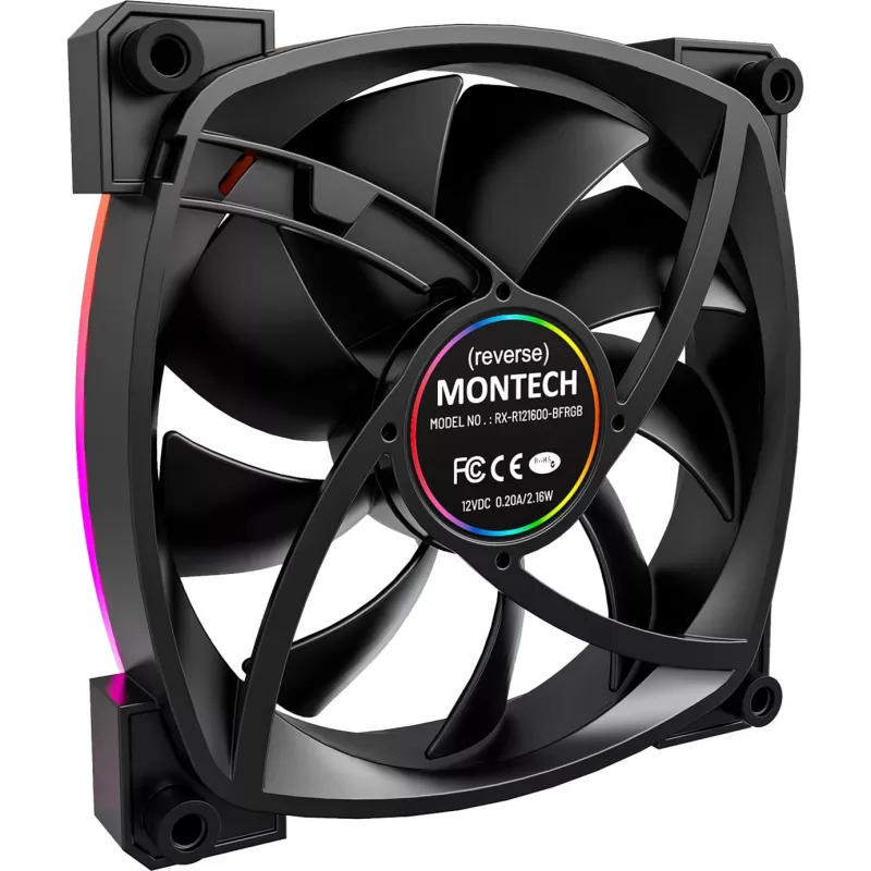 Ventilador Montech RX120 PWM 12 cm negro 720–1760 RPM rodamiento rifle