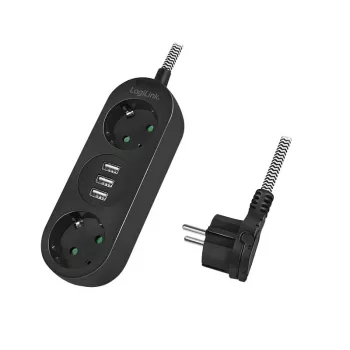 Alargador de corriente LogiLink LPS262U 1,5 m 2 tomas AC interior negro
