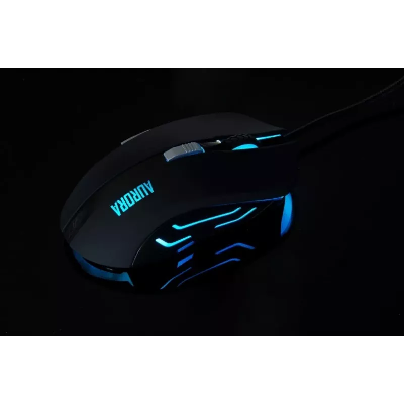 iBox Aurora A-1 IMOGS9031 ratón gaming óptico con cable, 2400 DPI, USB Type-A, RGB, para diestros, negro