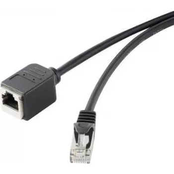 Cable de extensión Ethernet RJ45 Renkforce CAT5e 0,50 m negro con mecanismo de bloqueo