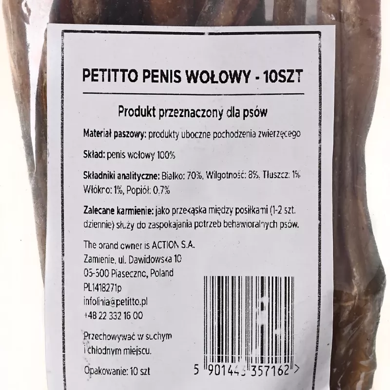 Masticables para perros PETITTO pene de ternera, pack de 10 – snacks masticables de ternera para el cuidado dental