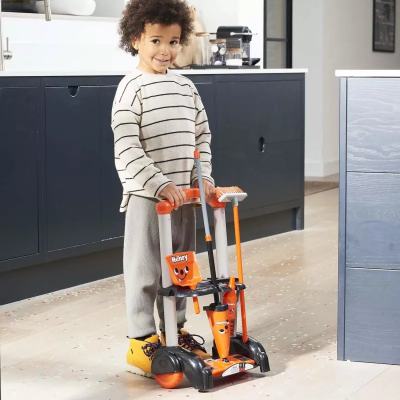 Carrito de limpieza infantil CASDON Henry, rojo – juguete de hogar para juego de roles