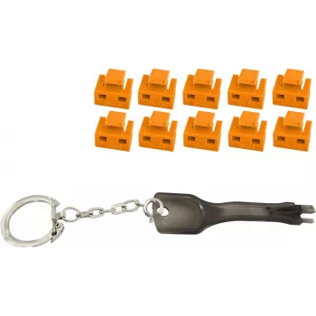 Bloqueador de puerto RJ45 ShiverPeaks BS08-01035 — 1 llave, 10 bloqueos naranjas