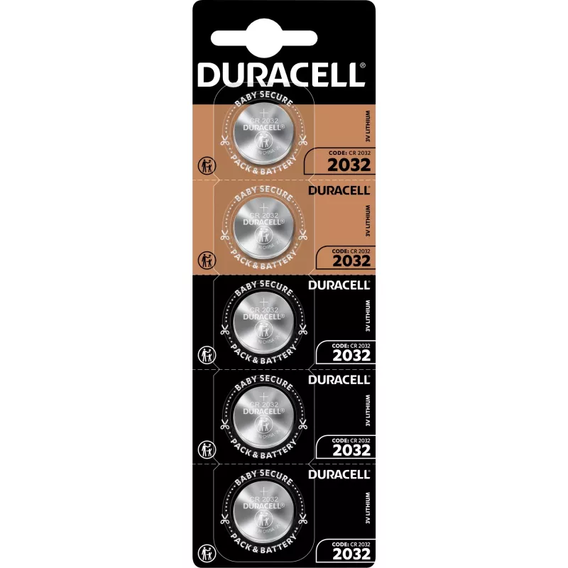 Pila de botón Duracell Procell CR2032 litio, 3V, pack de 5