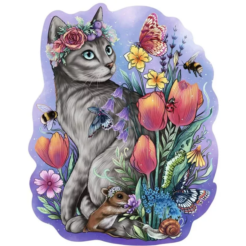 Puzle de madera gato de primavera (150 piezas)