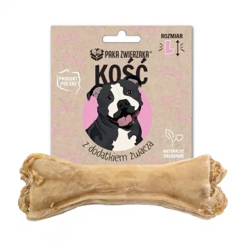Hueso masticable para perros PAKA ZWIERZAKA L 13,5 cm, 70 g — snack de higiene dental con panza, sabor a ternera