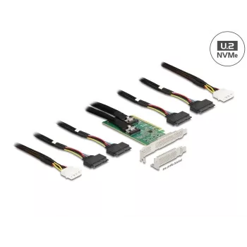 DeLOCK PCI Express 4.0 x16 Tarjeta a 4 x SFF-8639 NVMe - Bifurcación - Factor de forma Low Profile