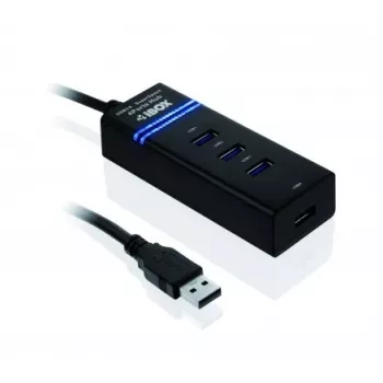 Hub USB 3.2 Gen 1 Type-A de 4 puertos IBOX IUH3FB, 5000 Mbit/s, negro, cable de 0,5 m