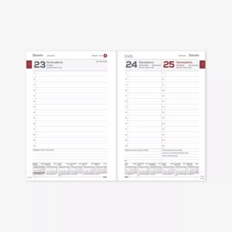 Agenda de planificación Buroodisain 241728-006 A5 rojo con calendario 2026