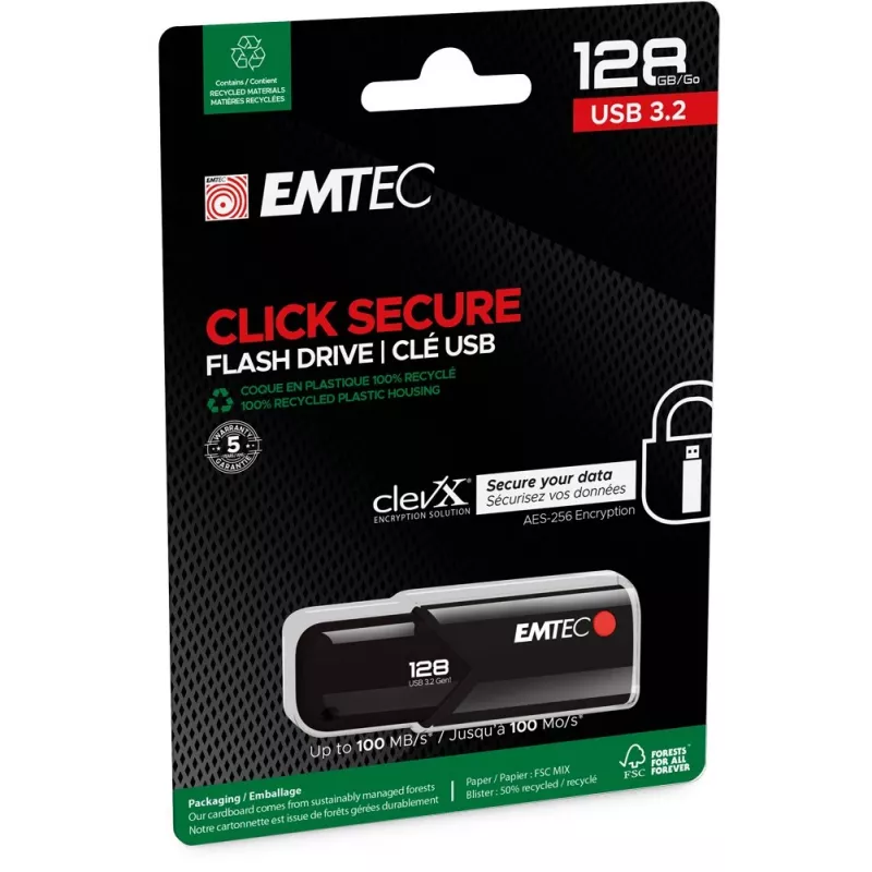 Memoria USB Emtec 128 GB USB Type-A 3.2 Gen 2 negra
