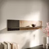 Estante flotante Cama Meble MERCI 110x20x25 cm, montaje en pared, tablero aglomerado, negro/roble artisan