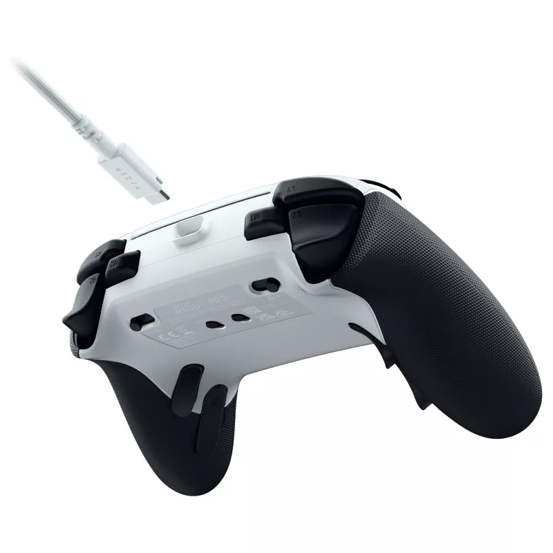Mando inalámbrico Razer Raiju V3 Pro para PS5/PC, botones Pro, diseño simétrico - blanco