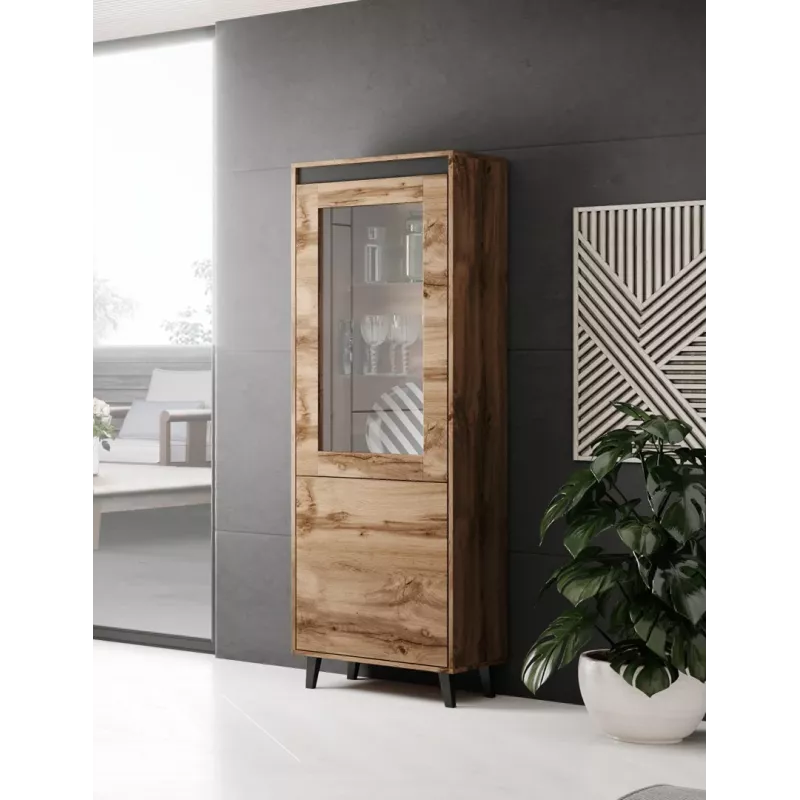 Armario bajo cama meble NORD 60×38×182,5 cm roble Wotan/antracita, independiente