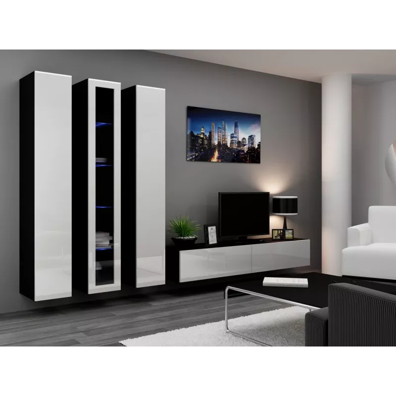Armario cerrado Cama VIGO '180' 180/40/30 blanco/negro brillo