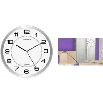 Reloj de pared unilux MAGNET cuarzo, magnético plateado, Ø 310 mm, imán trasero para montaje