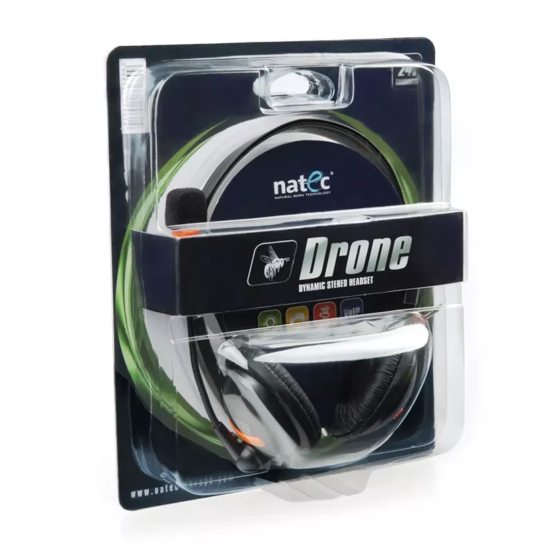 Auriculares con micrófono NATEC Drone con cable, diadema, llamadas/música, negro, naranja
