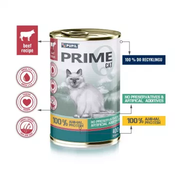 PUPIL Prime rico en ternera e hígado - Comida húmeda para gatos - 400 g
