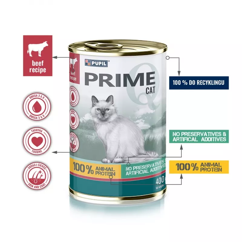 PUPIL Prime rico en ternera e hígado - Comida húmeda para gatos - 400 g