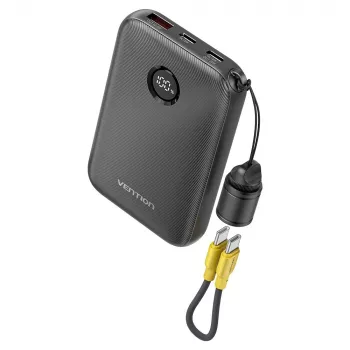 Powerbank Vention FKAB0-C 10000 mAh, 2× USB-C + 1× USB-A, 22,5 W, negro
