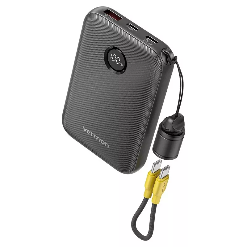 Powerbank Vention FKAB0-C 10000 mAh, 2× USB-C + 1× USB-A, 22,5 W, negro