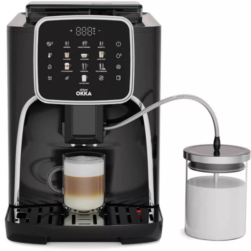 Cafetera superautomática Arzum Okka Espresso Pro M negra/cromo con jarra de leche