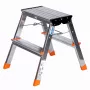 Escalera de tijera plegable Krause Treppy plata 130020 — aluminio, 2 peldaños, capacidad de carga 150 kg, plegada 55×20 cm, peso 2 kg