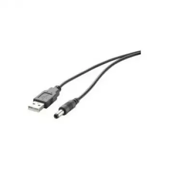 Cable de alimentación USB Renkforce RF-4079664 1 m, conector macho–conector macho DC 5,5 mm, 5 V, negro