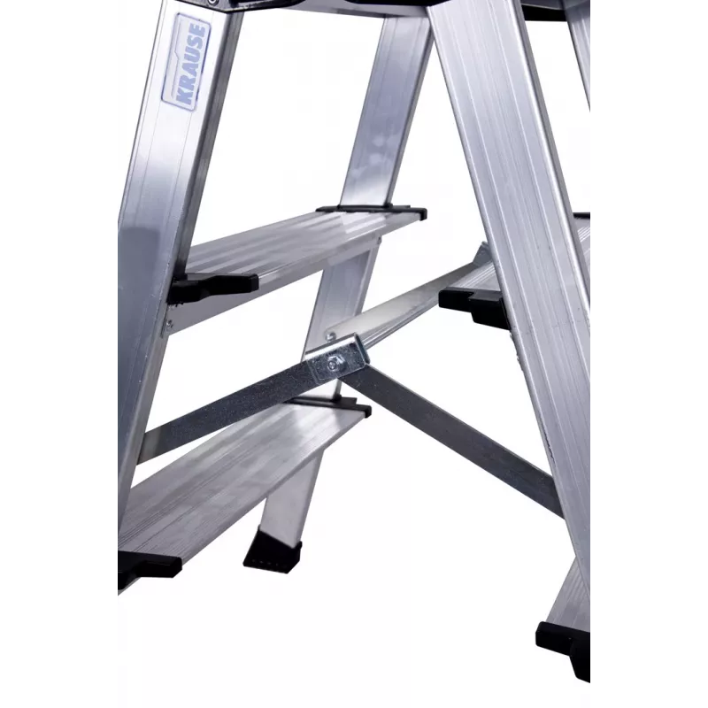 Escalera de tijera Krause 126030 — aluminio 3 peldaños, altura máxima 65 cm, 6.1 kg, ancho 500 mm